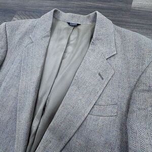Vintage Orvis Blazer Men's 42 L‎ Beige Wool Tweed Herringbone Sport Coat Jacket